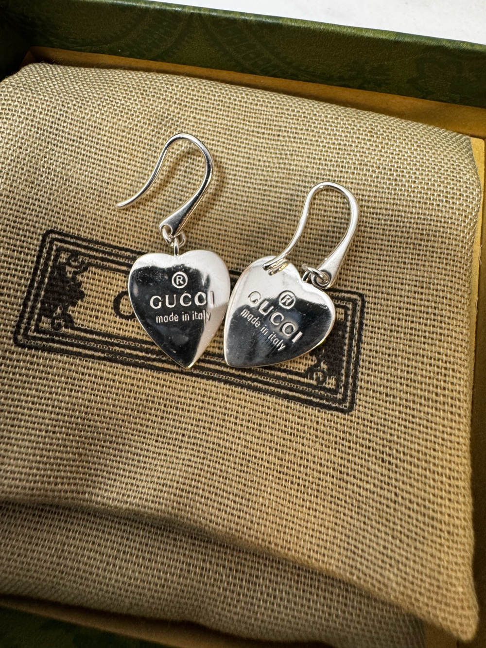 Gucci Silver Heart Drop Earrings - Silver Women's Jewelry